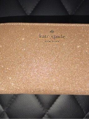 kate spade Pink and Gold Glitter Snap Wallet